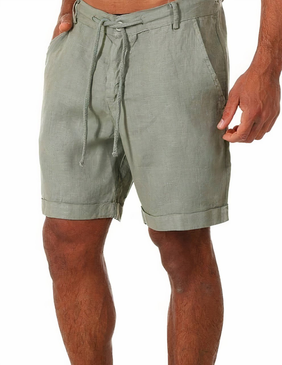 Men's Linen Shorts – Cuffed Mid-Length Drawstring