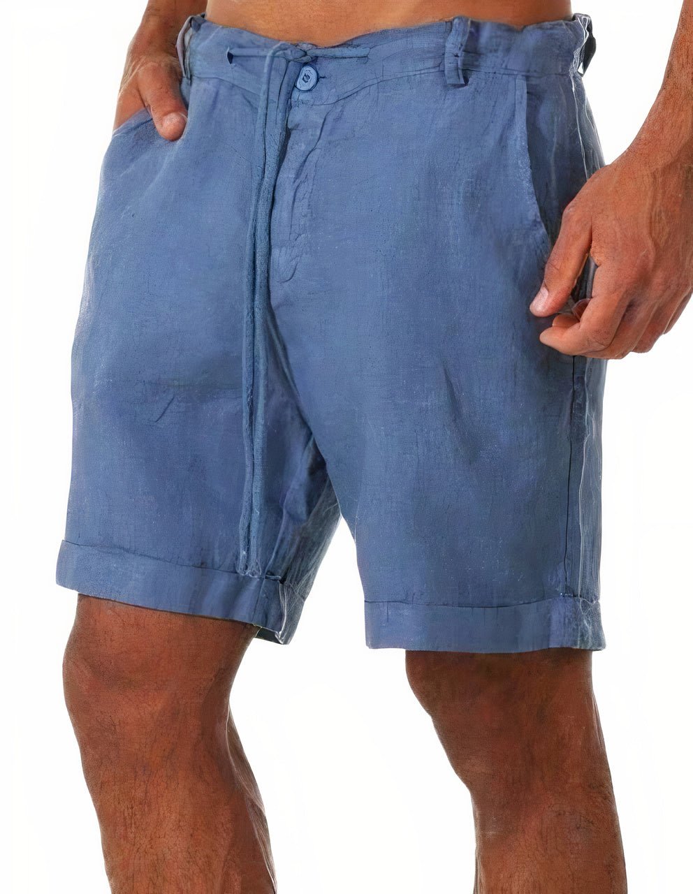 Men's Linen Shorts – Cuffed Mid-Length Drawstring