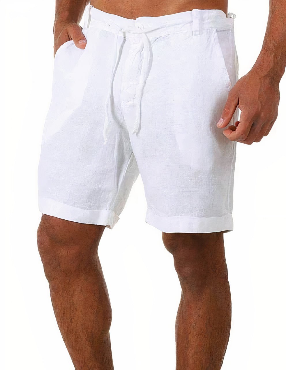 Men's Linen Shorts – Cuffed Mid-Length Drawstring