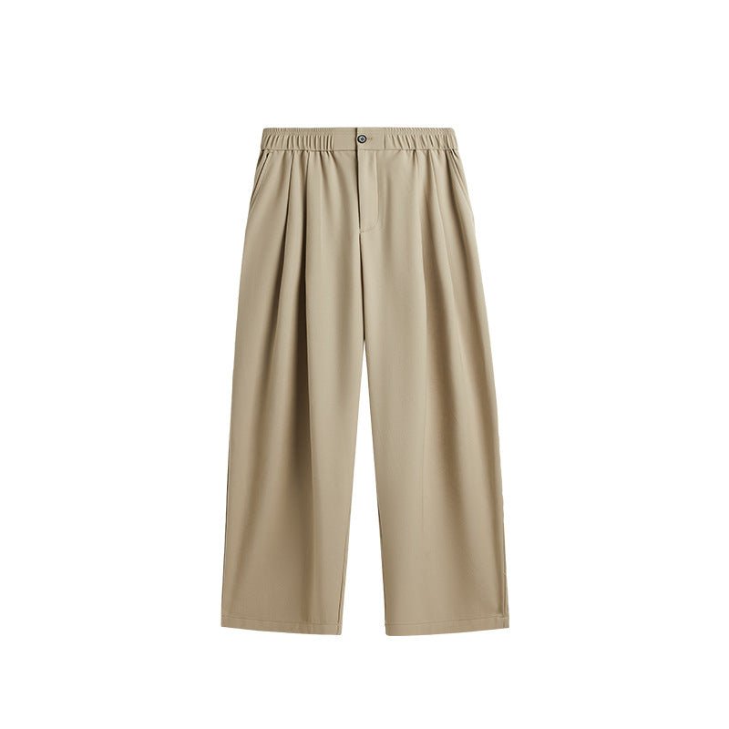 Men's Wide-Leg Pants – Front Pleats, Elastic Waist