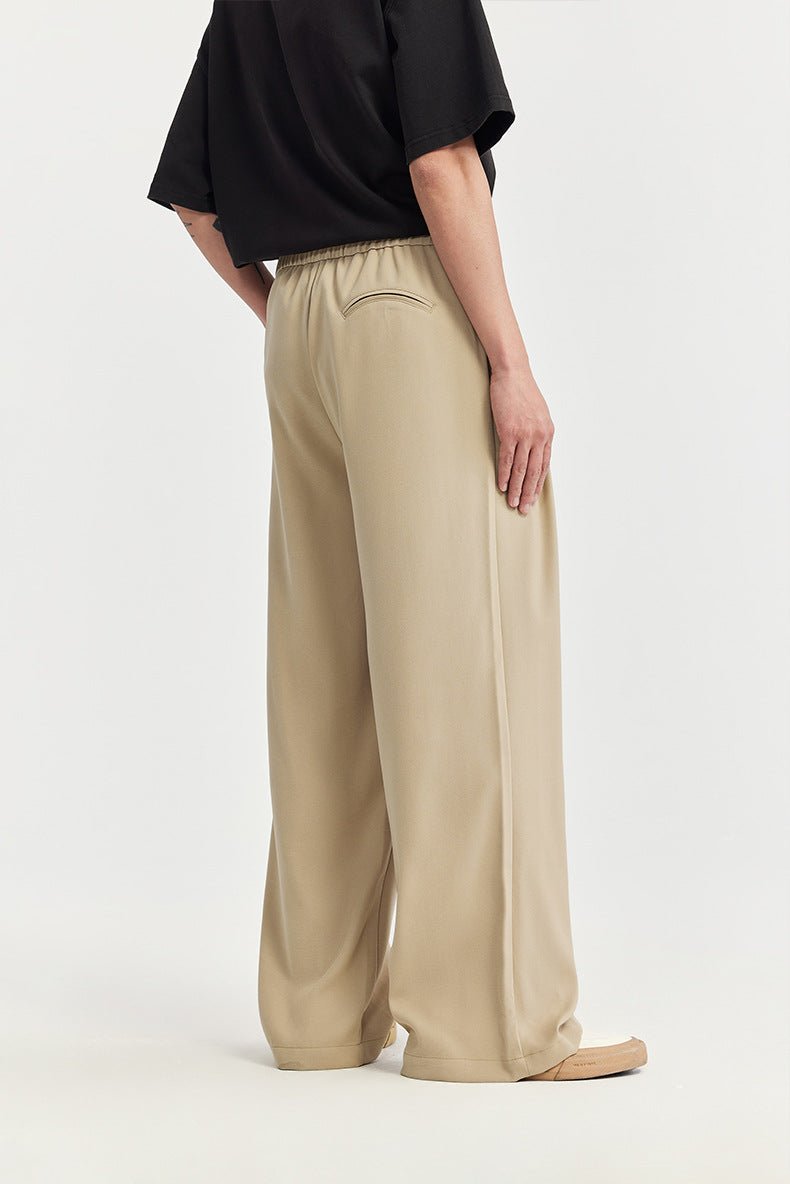 Men's Wide-Leg Pants – Front Pleats, Elastic Waist