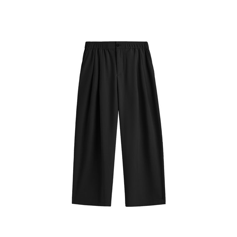 Men's Wide-Leg Pants – Front Pleats, Elastic Waist
