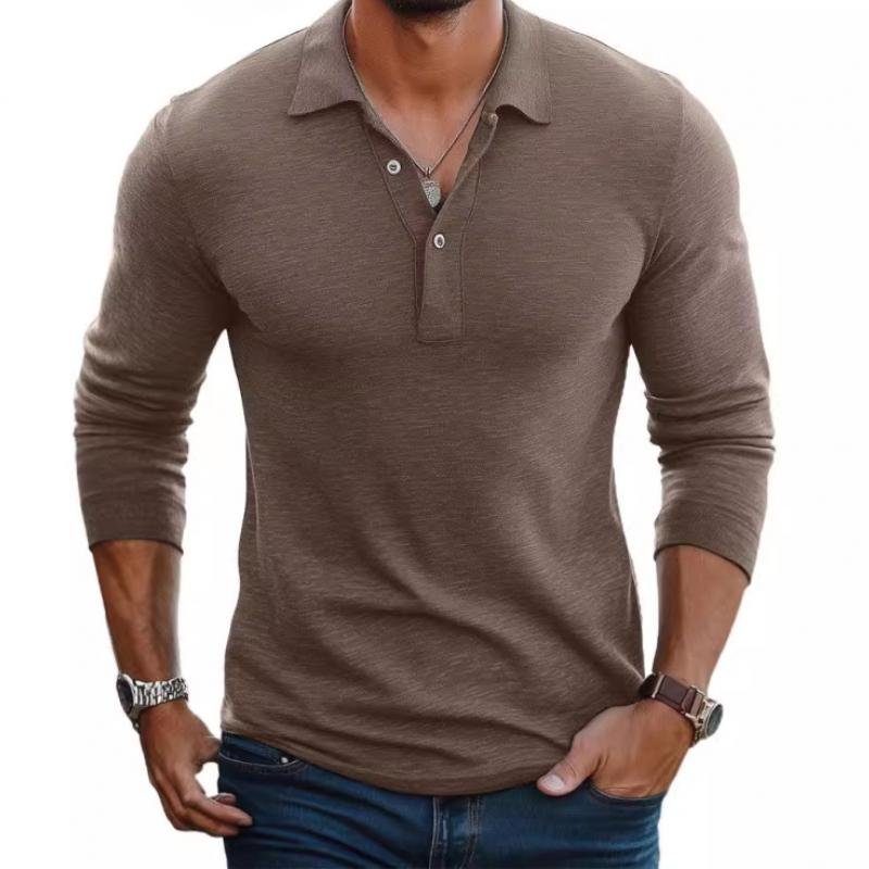 Men's Long Sleeve Polo Shirt – Slim Satin-Finish Knit