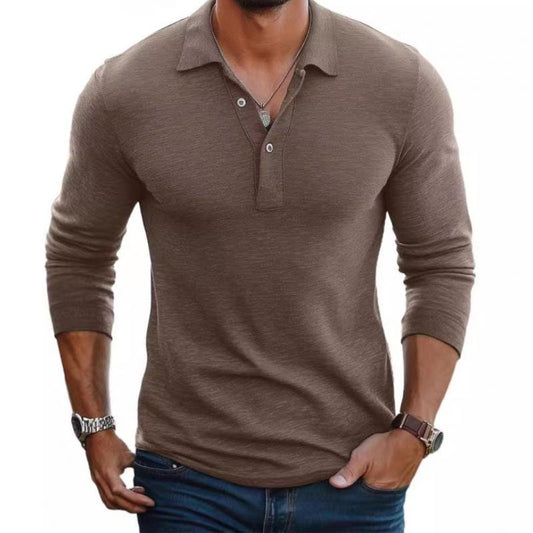 Men's Long Sleeve Polo Shirt – Slim Satin-Finish Knit
