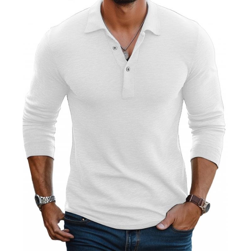 Men's Long Sleeve Polo Shirt – Slim Satin-Finish Knit