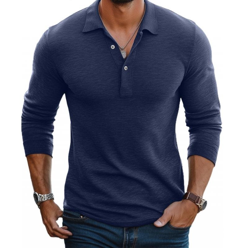 Men's Long Sleeve Polo Shirt – Slim Satin-Finish Knit
