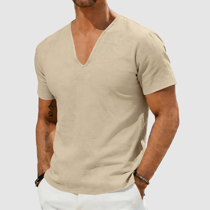 Men's Deep V-Neck Undershirt – Slim Short Sleeve
