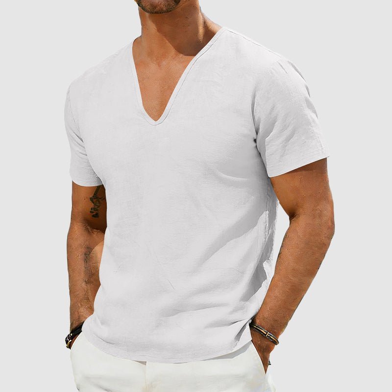 Men's Deep V-Neck Undershirt – Slim Short Sleeve