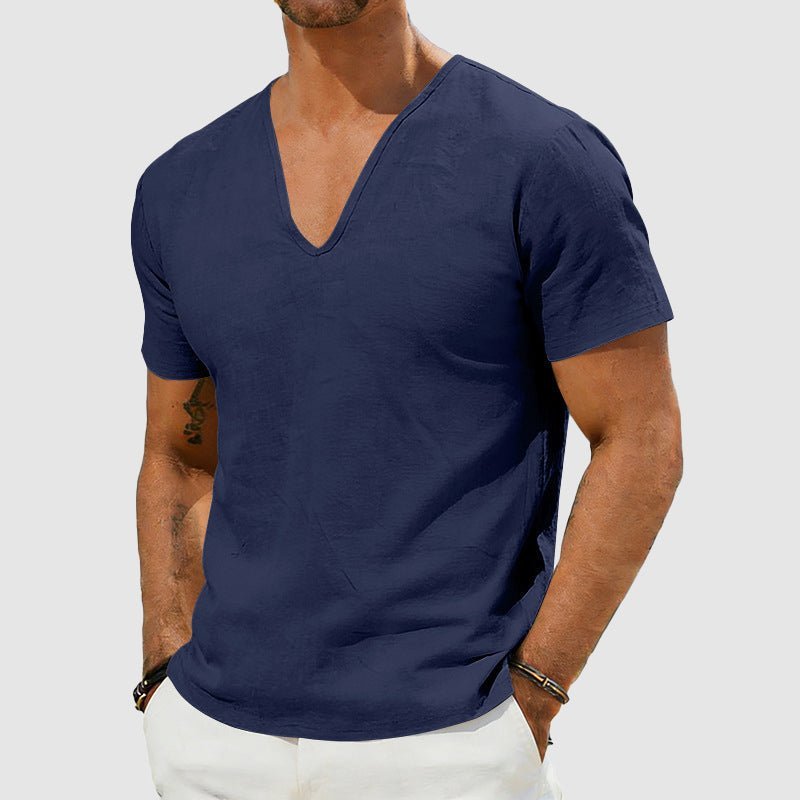 Men's Deep V-Neck Undershirt – Slim Short Sleeve