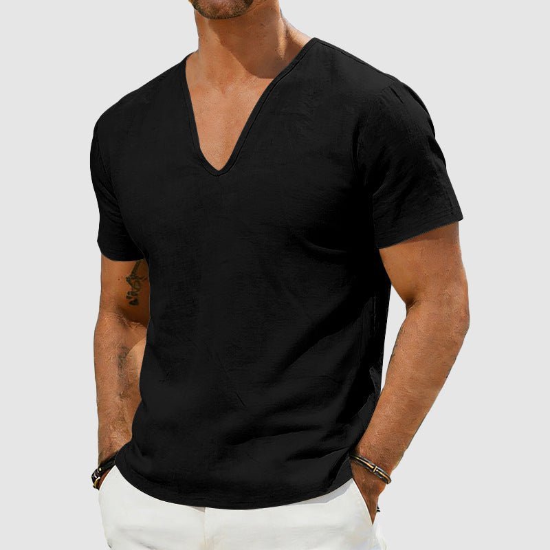 Men's Deep V-Neck Undershirt – Slim Short Sleeve