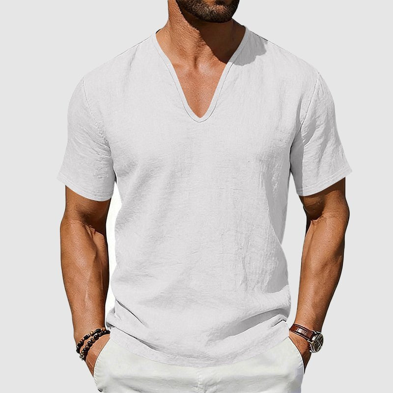 Men's Deep V-Neck Undershirt – Slim Short Sleeve