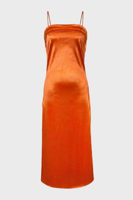 Women's Satin Slip Dress – Open Back Midi