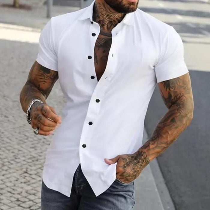 Men's Short Sleeve Shirt – Muscle Fit Tailored Collar