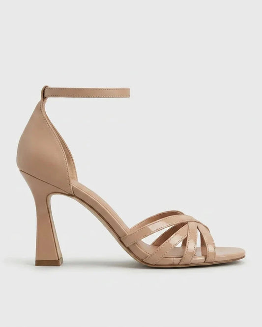 Women's Strappy Block Heel Sandal – Flared Mid Heel