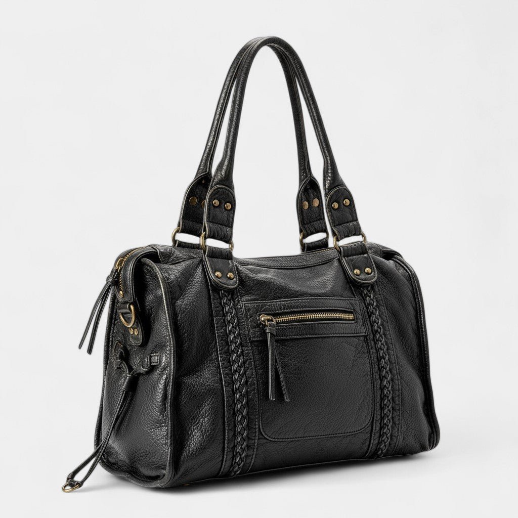 Women's Leather Handbag – Braided Structured Shape