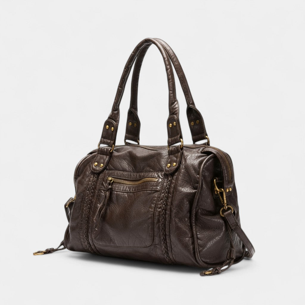 Women's Leather Handbag – Braided Structured Shape