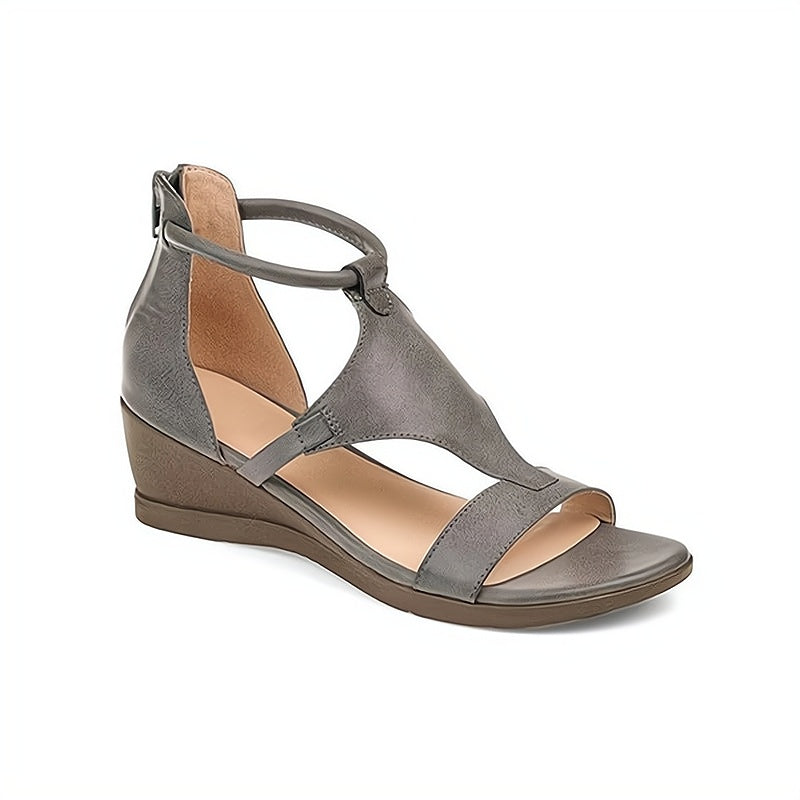 Women's Wedge Sandal – Strappy Back-Zip Design