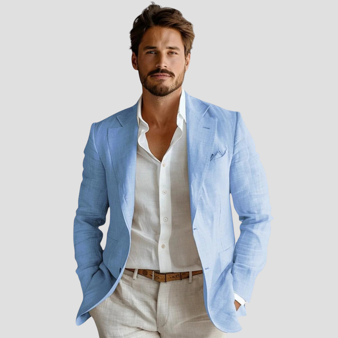 Men's Linen-Look Blazer – Tailored Two-Button Fit