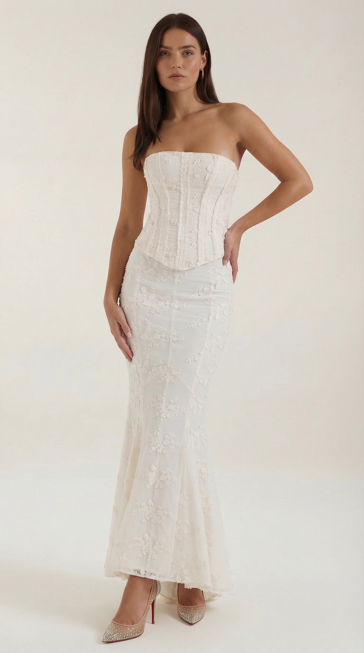 Women's Mermaid Maxi Dress – Strapless Lace Corset