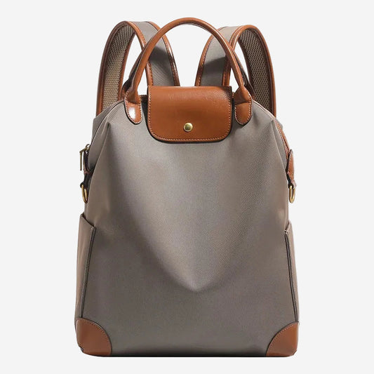Women's Leather-Trim Backpack – Flap and Top Handles