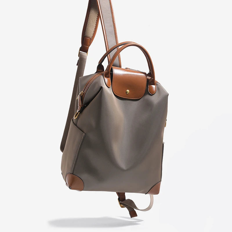 Women's Leather-Trim Backpack – Flap and Top Handles