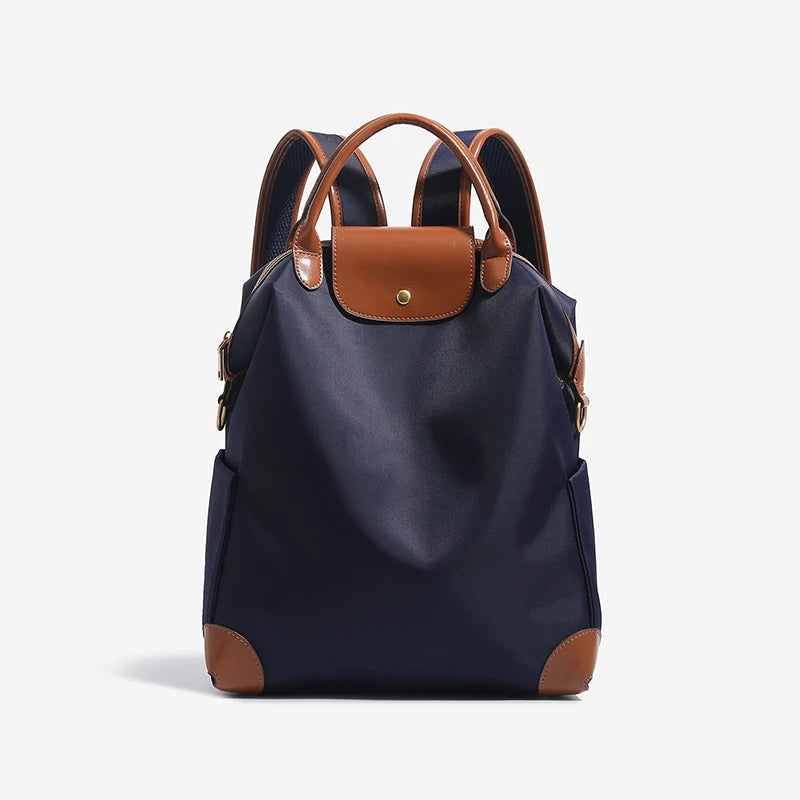 Women's Leather-Trim Backpack – Flap and Top Handles