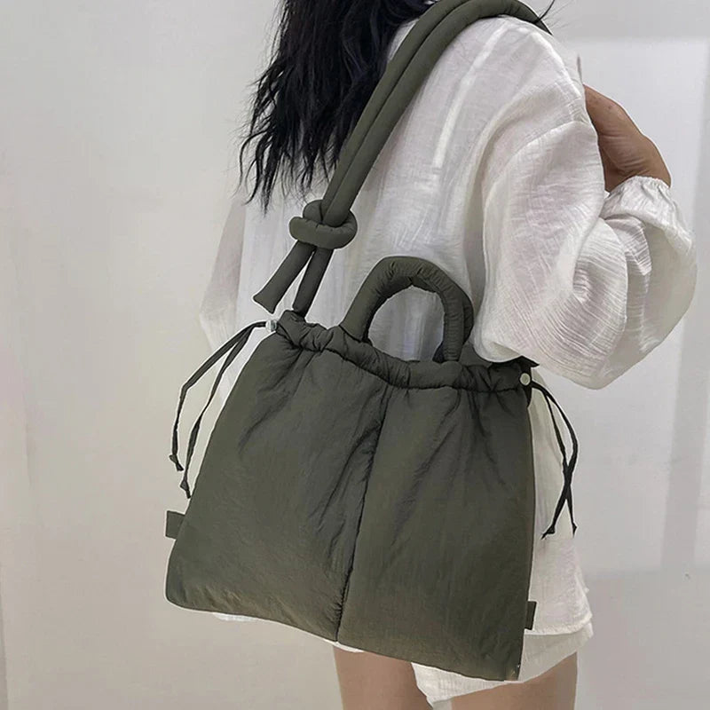 Women's Quilted Puffer Tote Bag – Large Soft Structure
