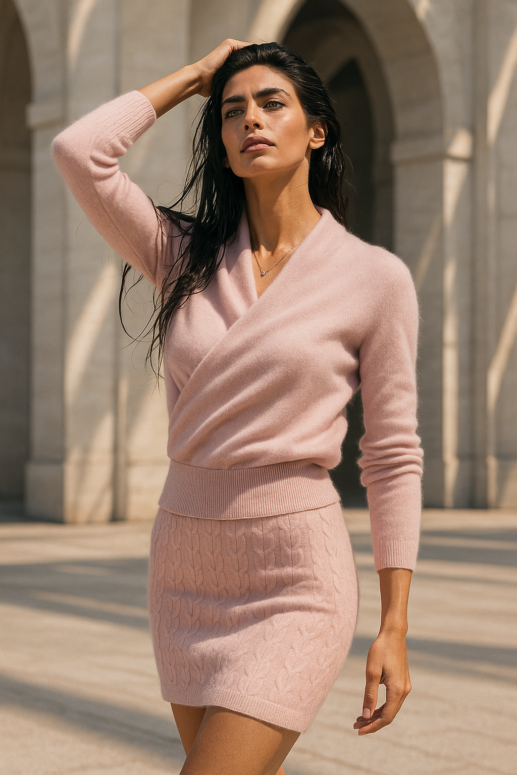 Women's Cashmere Sweater – Crossover Collar