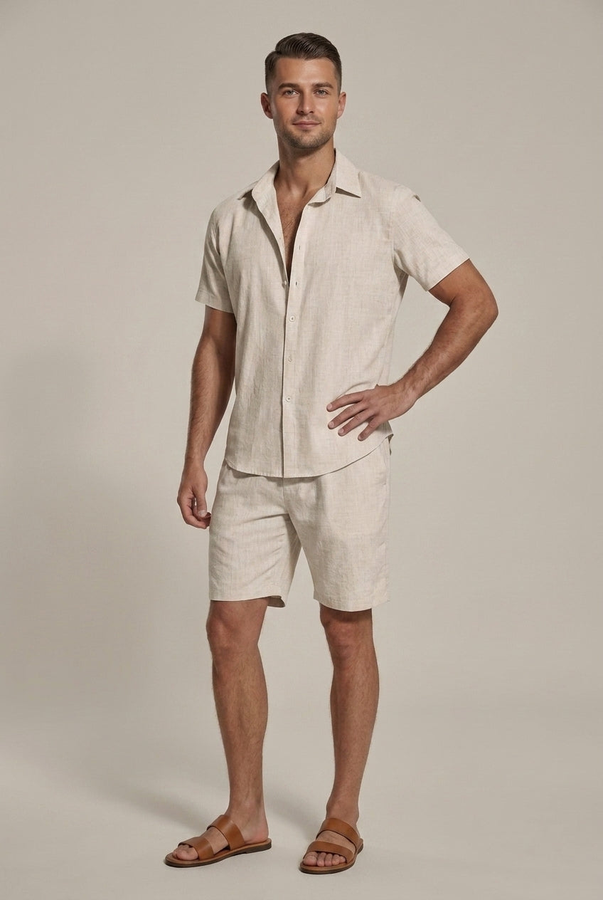 Men's Linen Shirt and Shorts Set – Relaxed Two-Piece