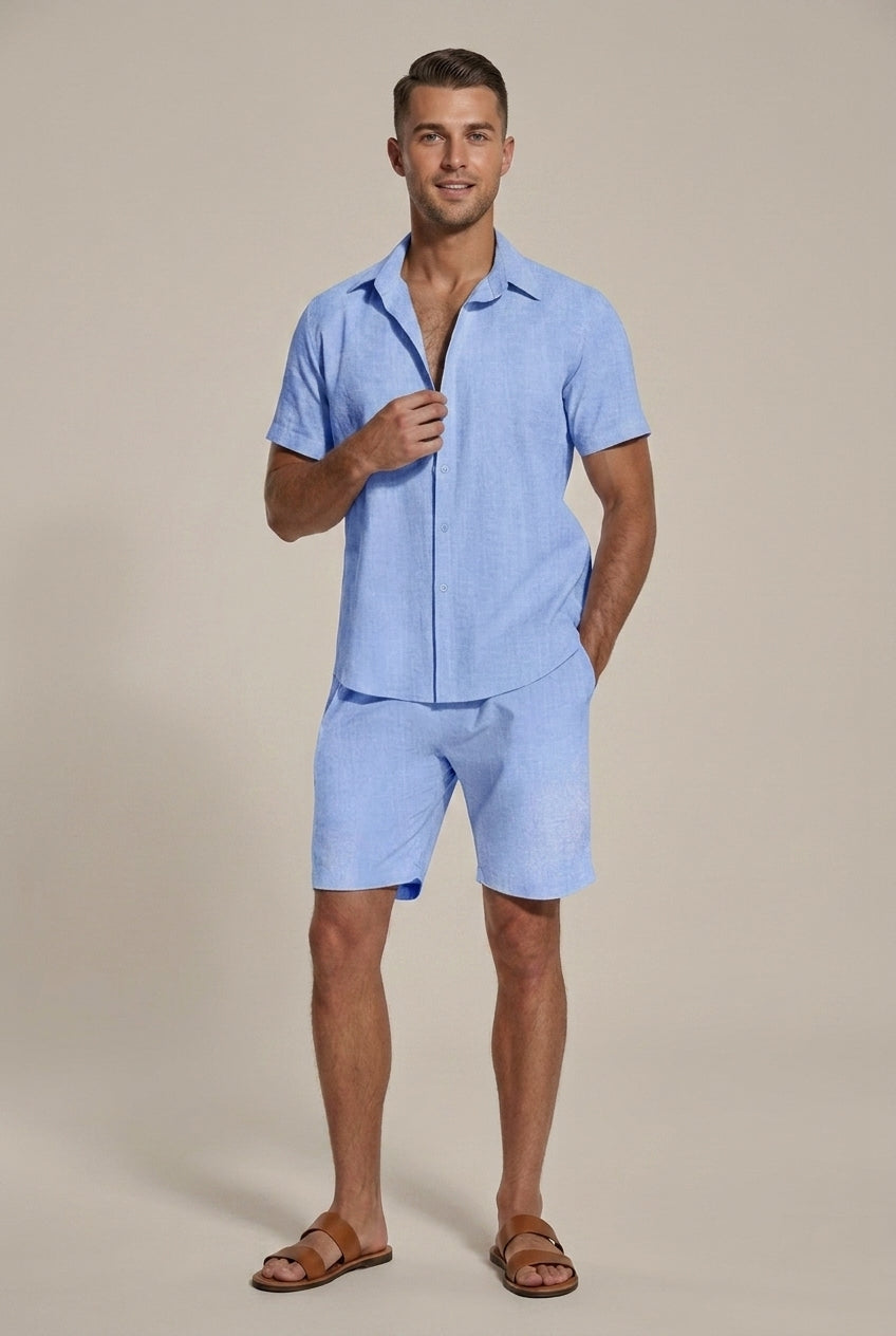 Men's Linen Shirt and Shorts Set – Relaxed Two-Piece