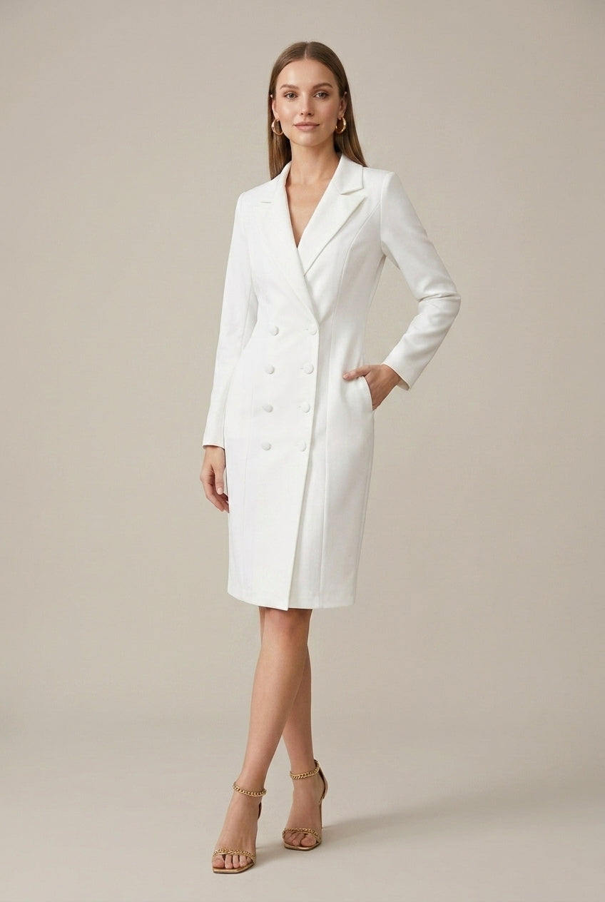 Women's Blazer Dress – Double-Breasted Knee-Length