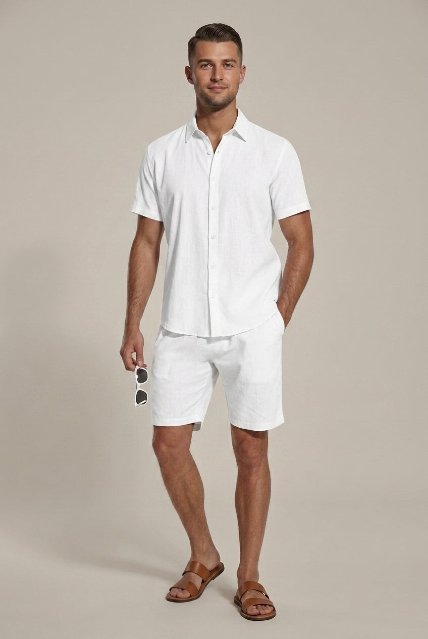 Men's Linen Shirt and Shorts Set – Relaxed Two-Piece