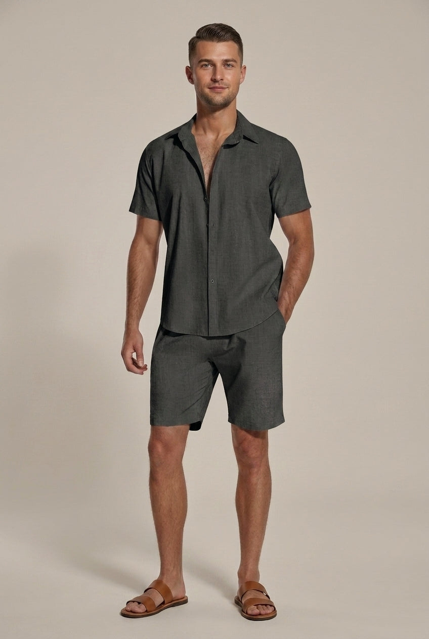 Men's Linen Shirt and Shorts Set – Relaxed Two-Piece