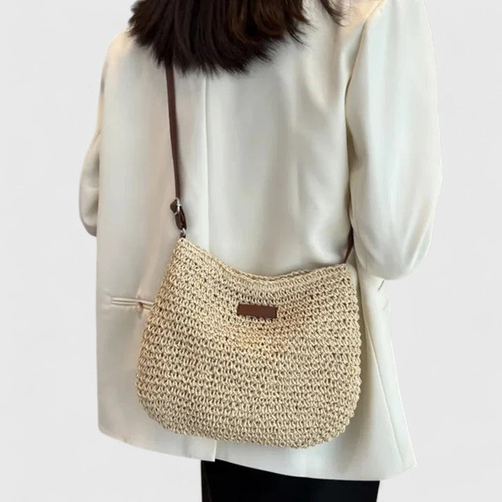 Women's Woven Straw Crossbody Bag – Adjustable Strap