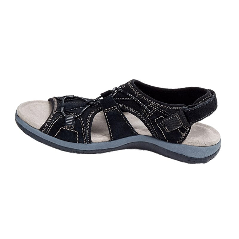 Women's Wedge Sandals – Cushioned Hook-and-Loop Strap