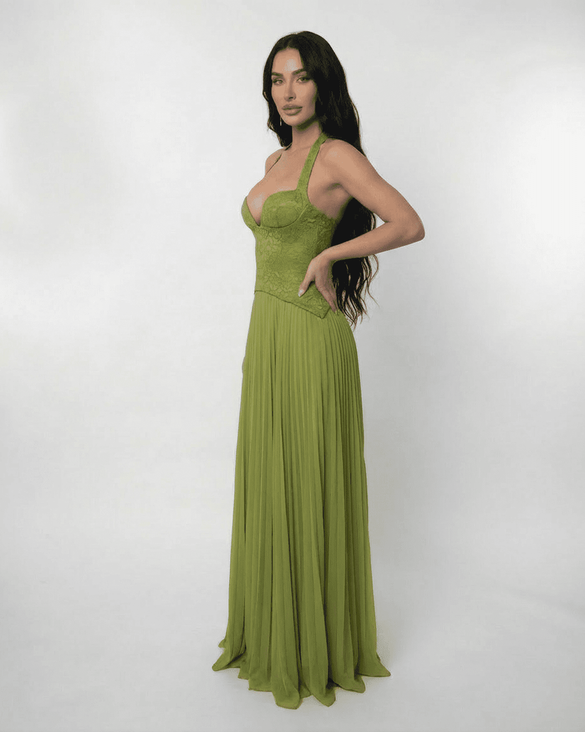 Women's Halter Maxi Dress – Lace-Up Corset Back