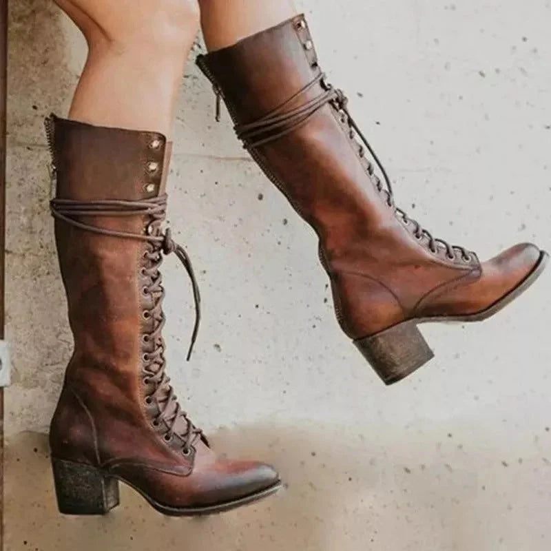Women's Tall Boot – Low Block Heel Round Toe