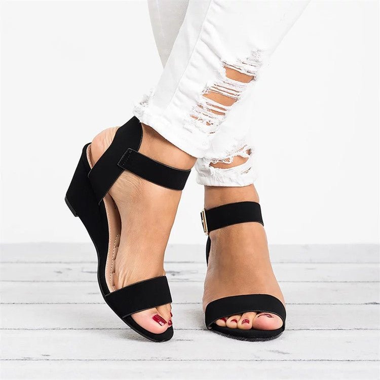 Women's Wedge Sandal – Elastic Ankle Strap