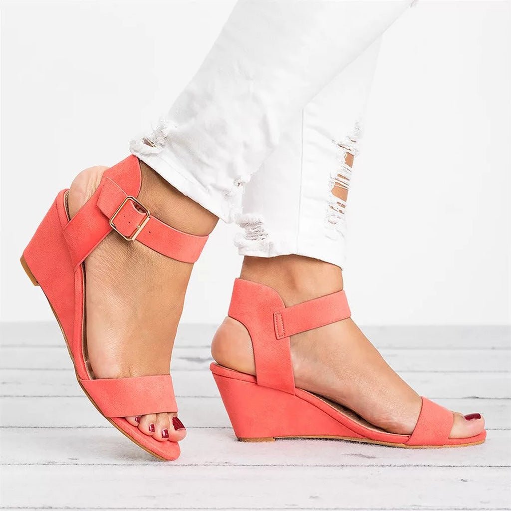 Women's Wedge Sandal – Elastic Ankle Strap
