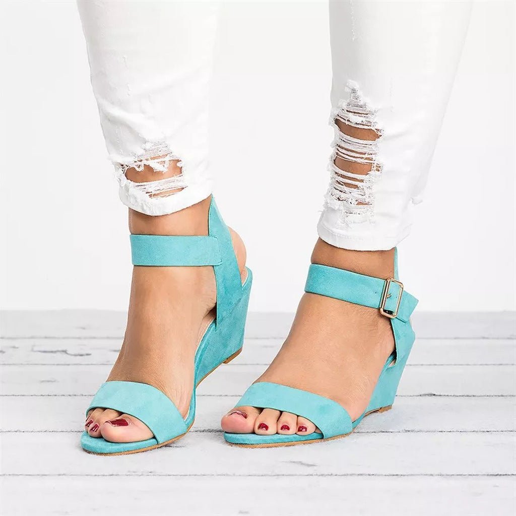 Women's Wedge Sandal – Elastic Ankle Strap