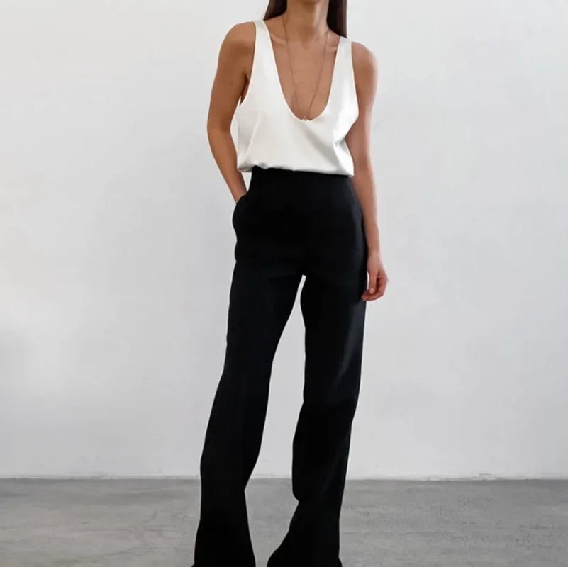 Women's Satin Tank Top – Plunging U-Neck Relaxed Fit