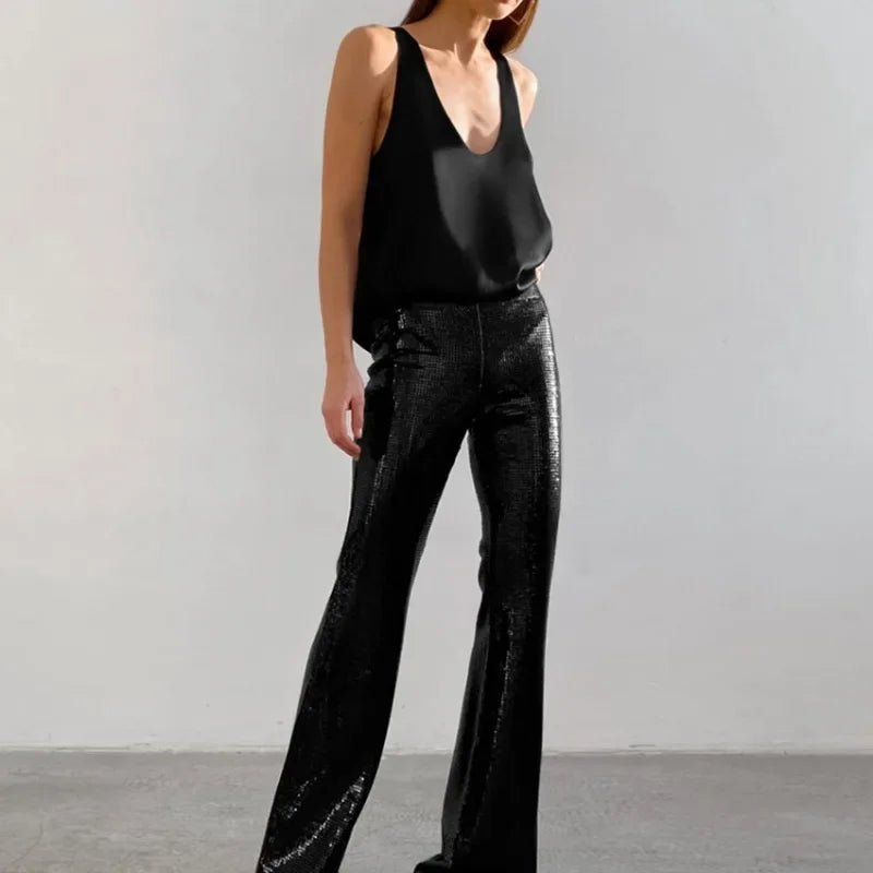 Women's Satin Tank Top – Plunging U-Neck Relaxed Fit