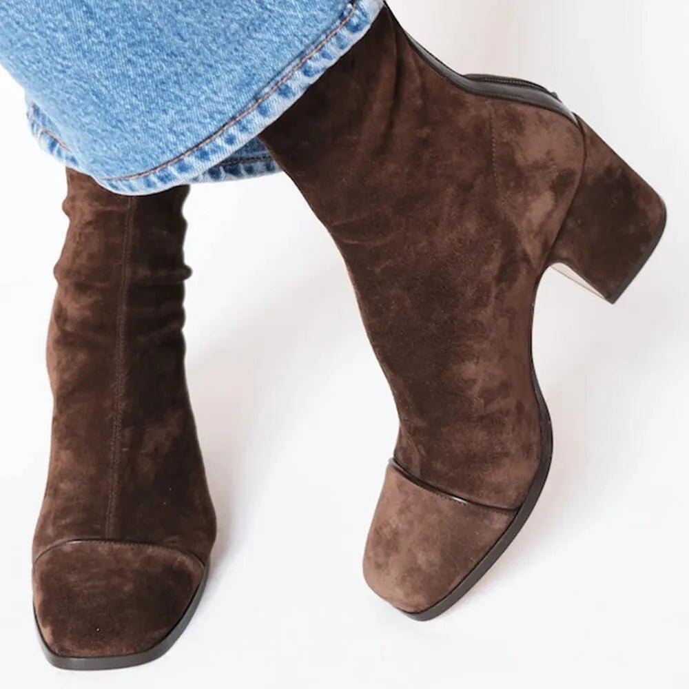 Women's Block Heel Ankle Boots – Square-Toe Cushioned