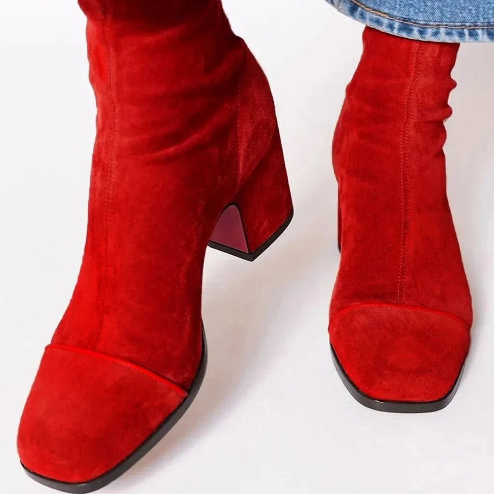 Women's Block Heel Ankle Boots – Square-Toe Cushioned