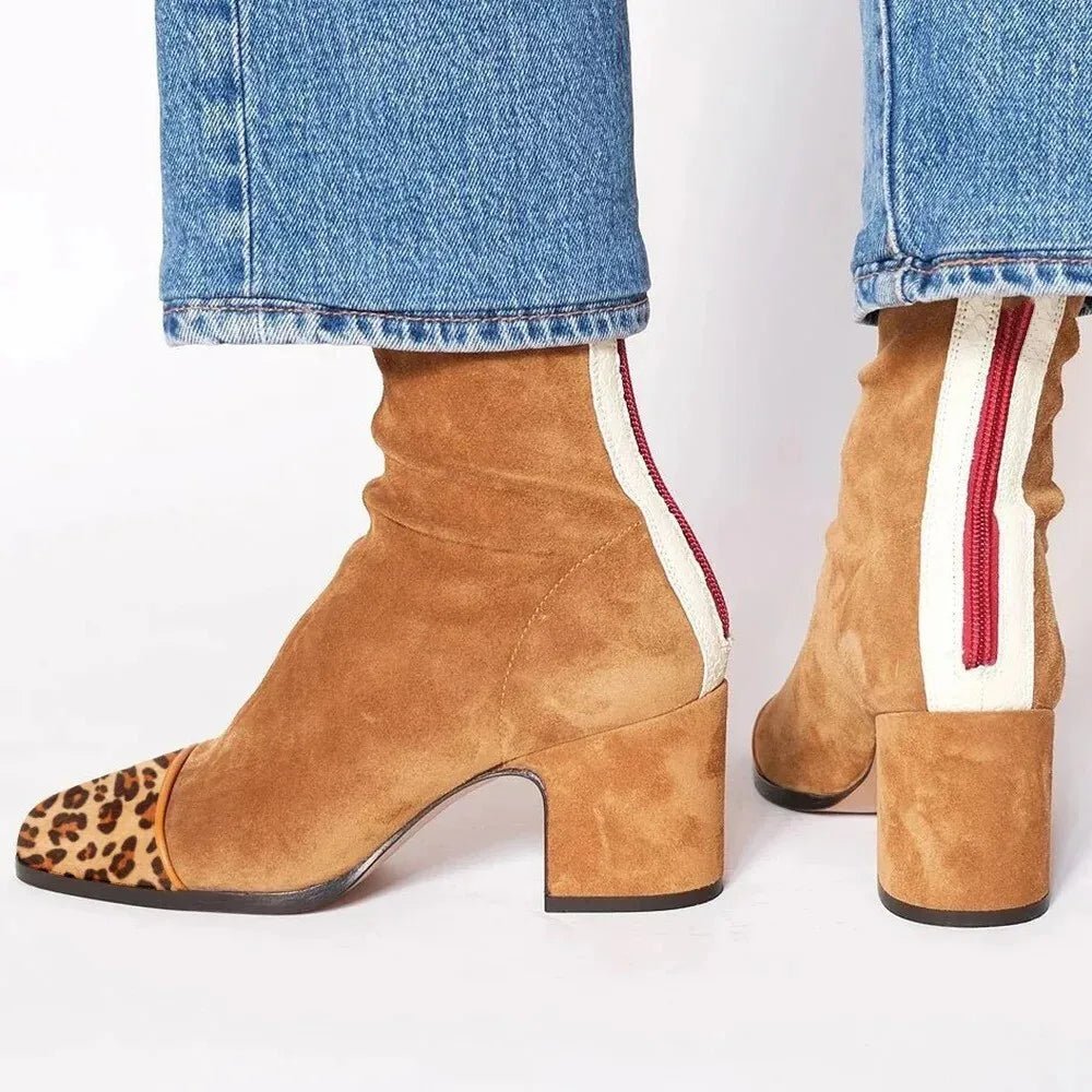Women's Block Heel Ankle Boots – Square-Toe Cushioned