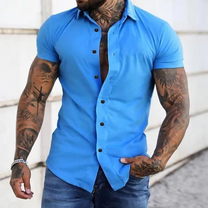 Men's Short Sleeve Shirt – Muscle Fit Tailored Collar