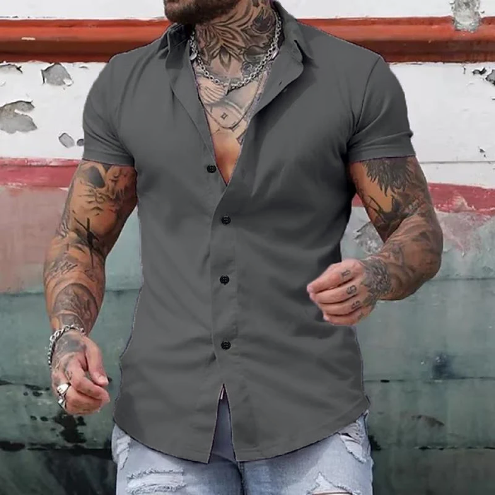 Men's Short Sleeve Shirt – Muscle Fit Tailored Collar